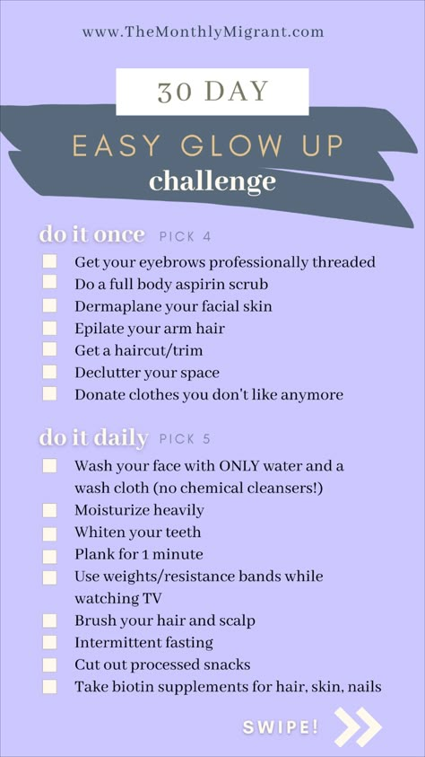 Start the New Year Off Right with a Glow Up All we can do is strive to be a little bit better than we were yesterday, right? This is a challenge for everybody. So, ok yes this is clearly geared a little bit more towards girls, but guys – all these can apply to you too!! These are all tips that I’ve gleaned from my 27 years of slow and grueling glow-up. I thought I’d help someone else speed up their journey to hotness a little bit by sharing this – and just in time for the New Year!! 2024 Glow Up Challenge, 40 Day Glow Up Challenge, New Years Glow Up List, How To Start A Glow Up Journey, 1 Year Glow Up Plan, January Glow Up Challenge, 2024 Glow Up List, How To Be Hot Tips, 2024 Glow Up Plan