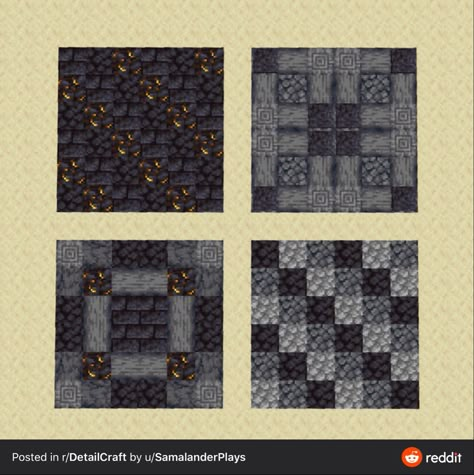 Stone Floor Patterns Minecraft, Dark Oak Flooring Minecraft, Minecraft Dark Floor Designs, Minecraft Floor Designs Deepslate, Minecraft Floor Ideas Stone, Minecraft Stone Floor Pattern, Minecraft Ground Design, Minecraft Wood Floor Pattern, Minecraft Floor Designs Stone