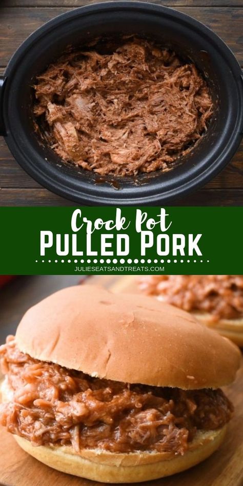 A quick and easy Crock Pot Pulled Pork Recipe! So many different possibilities with this easy pulled pork recipe. You can make Pulled Pork Sandwiches, Pulled Pork Pizza, Pulled Pork Nachos, Pulled Pork Chili and much more! Throw it in your slow cooker for easy dinner ideas! #crockpot #pulledpork via @julieseats Pulled Pork Crock Pot Recipes Easy, Pulled Pork Crock, Easy Pulled Pork Crock Pot, Easy Pulled Pork Recipe, Crock Pot Pulled Pork, Pork Pizza, Crock Pot Pulled Pork Recipe, Easy Pulled Pork, Pork Crockpot Recipes