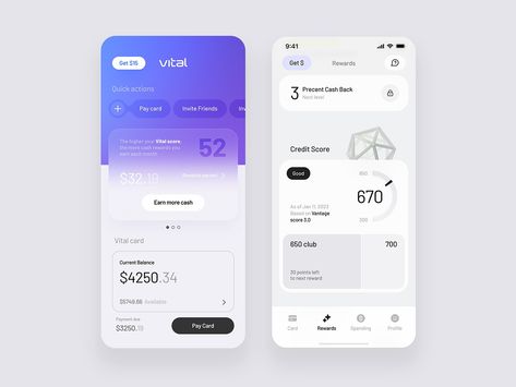 Vital Score Rewards UI by Gleb Kuznetsov ✈ on Dribbble Gleb Kuznetsov, Investment App, Ui Design Dashboard, Mobile App Design Inspiration, 광고 디자인, App Design Inspiration, Invite Friends, Mobile App Design, Ux Ui