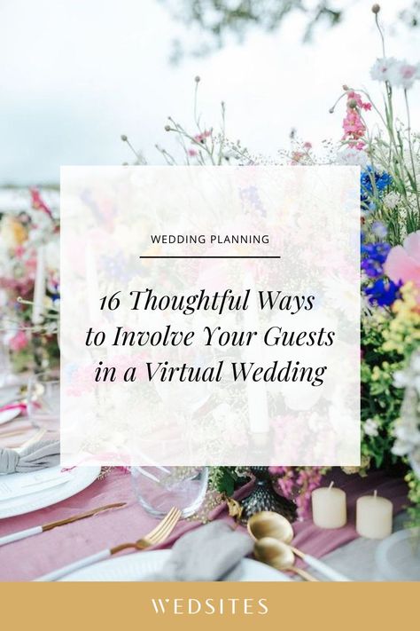 Sending out your live stream link is easy enough, but how can you create an engaging atmosphere for your long-distance guests? From gift hampers to games and speeches, we’ve rounded up 16 thoughtful ways to involve your guests in a virtual wedding. Live Stream Wedding, Sendoff Ideas, Online Wedding Invitations, Rustic Reception, Wedding Mad Libs, Virtual Wedding, Wedding Slideshow, Diy Wedding Reception, Wedding Playlist