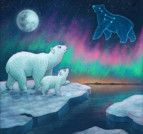 Animated Polar Bear, Ice Drawing, Polar Bear On Ice, Polar Bear Art, Snow Animals, Winter Art Projects, Christmas Artwork, Inuit Art, Playing Cards Design