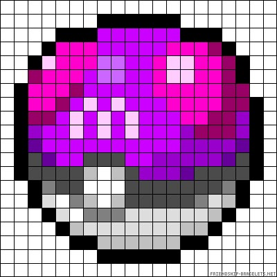 Pokeball Perler Bead Patterns, Pokeball Bead Pattern, Perler Bead Patterns Pokemon, Pokemon Perler Bead Patterns, Grille Pixel Art, Perler Bead Pokemon Patterns, Image Pixel Art, Master Ball, Pixel Art Minecraft