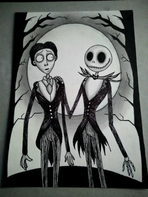 Corpse Bride Sayings, Sally And Jack Drawing, Jack Drawing, Morticia Addams Art Drawings, The Nightmare Before Christmas Sketch, Zero Nightmare Before Christmas Drawing, Sally Drawing, Tim Burton Drawings Easy, The Nightmare Before Christmas Art