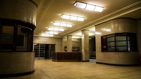 Hornsey Town Hall Foyer Town Hall Interior, Art Deco Theater, Dark Deco, Art Deco Interior Design, Hall Interior, Art Deco Buildings, Listed Building, Art Deco Interior, Town Hall