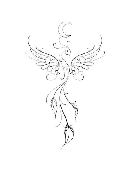 Celtic Wings Tattoo, Phoenix Tattoo Ideas, Phoenix Tattoo Feminine, Small Phoenix Tattoos, Phoenix Tattoos, Phoenix Tattoo Design, Spine Tattoos For Women, Inspiration Tattoos, Śliczne Tatuaże