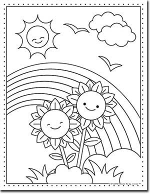 Photo For Coloring, Flower Coloring Sheets, Sunflower Coloring Pages, Coloring Drawing, Kindergarten Coloring Pages, Spring Coloring Pages, Summer Coloring Pages, Coloring Sheets For Kids, Fall Coloring Pages