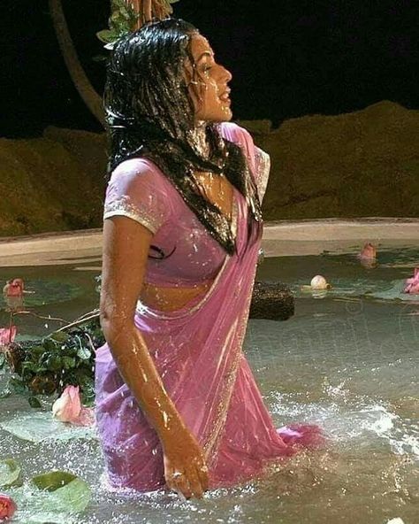 Poorna Saree, Wet Dress, Beauty Smile, Half Saree Designs, Stylish Sarees, Half Saree, Bollywood Actress, Saree Designs, Trendy Fashion