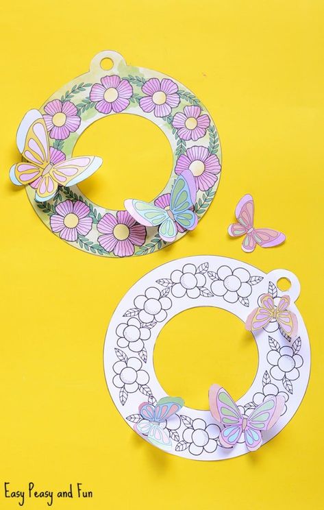 Lovely Printable Flower Wreaths Sustainable Crafts, Spring Arts And Crafts, Spring Flower Crafts, Spring Flowers Background, Paper Flower Wreaths, April Crafts, Fun Summer Crafts, Printable Flower, Flower Wreaths