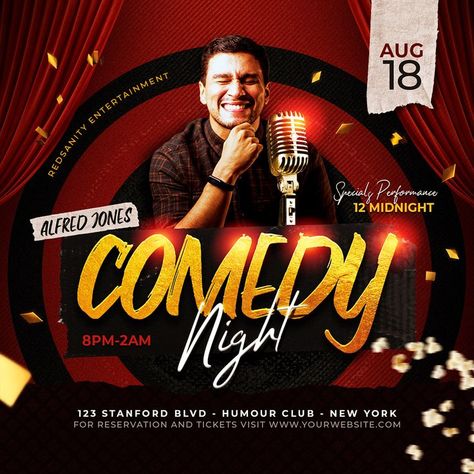 Photoshop Flyer Template, Edit Photoshop, Photoshop Flyer, Comedy Nights, Club Parties, Photoshop Template, Photoshop Editing, Party Flyer, Flyer Template