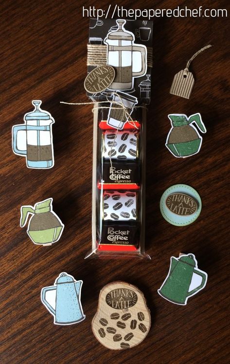 Pocket Espresso Nugget Treats featuring the Coffee Break Suite - The Papered Chef Coffee Cup Crafts, Pocket Coffee, Cafe Cards, Mini Coffee Cups, Coffee Stamps, Hershey Nugget, Coffee Treats, Coffee Ideas, Coffee Cards