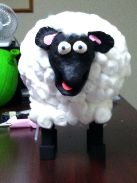 Decorated pumpkin .... The sleep number sheep ...easy to make with cotton balls, wooden legs play doh and wire coat hanger Sheep Pumpkin Decorating, Farm Animal Pumpkin Decorating, Life Size Sheep Diy, Sheep With Cotton Balls, Sheep Pumpkin, Sheep Lawn Ornaments, Decorated Pumpkin, Pumpkin Inspiration, Contest Ideas