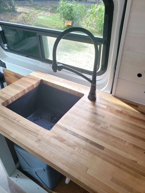 Camper Sink Diy, Off Grid Sink Diy, Off Grid Sink Ideas, Off Grid Kitchen Sink, Off Grid Sink, Camper Sink, Off Grid Bathroom, Off Grid Kitchen, Camper Renovations