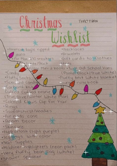 Some ideas you can use for your Christmas wishlist Christmas List Ideas Decoration, Christmas Wish List Layout Ideas, Christmas Idea List, Christmas List Astetic, Cute Ways To Make A Christmas List, Christmas With List Ideas, How To Make A Christmas Wish List, Fun Things For Christmas, Stuff To Wish For Christmas