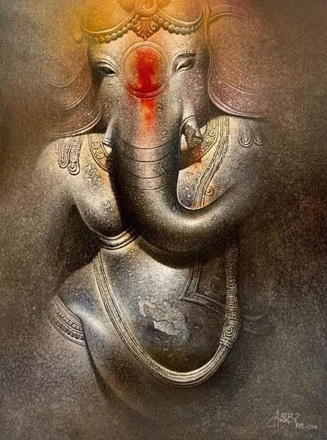 Amit Bhar, Heritage Painting, Ganesha Art Illustration, Om Gam Ganapataye Namaha, Heritage Paint, Ganesha Drawing, Ganesh Art Paintings, Shri Ganesh Images, Art College