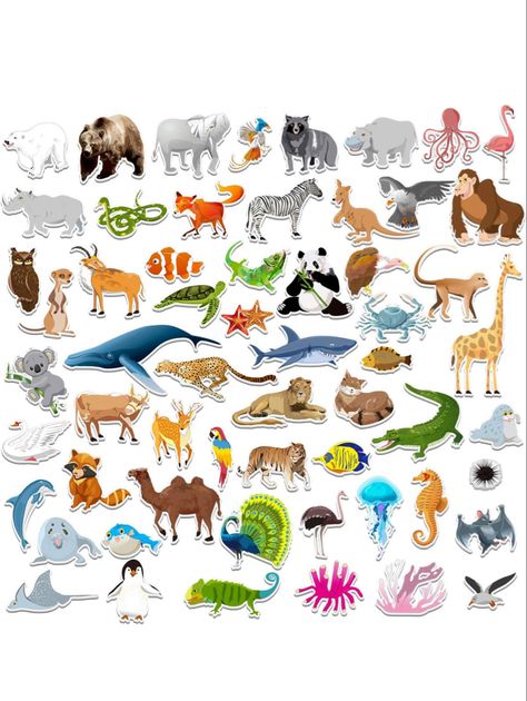 Kids Animal Magnets 57 Pcs King Of The Forest, Donut Themed Birthday Party, Marine Organism, Birthday Donuts, Animal Family, Zoo Animal, Toy Blocks, Marine Mammals, Family Set