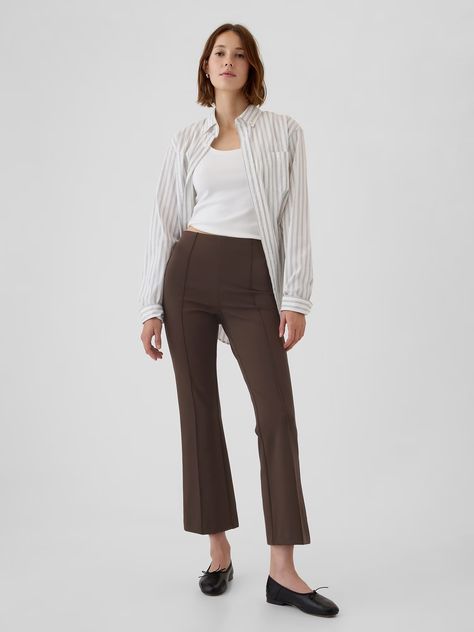 High Rise Ponte Crop Kick Pants | Gap Ponte Pants Outfit, Stretch Pants Outfits, Kick Flare Pants, Leg Pants Outfit, Fall 24, Gender Equality, Support People, Ponte Pants, Kick Flares