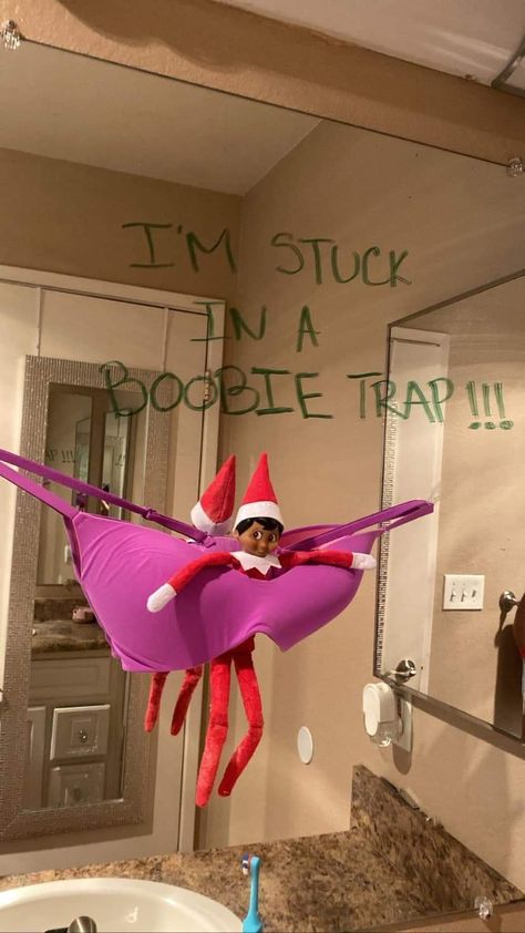 Cute Elf On The Shelf Ideas Coming Back, Funny Crazy Elf On The Shelf Ideas, Funny But Easy Elf On The Shelf, Rotten Elf On The Shelf, Elf On Shelf Ideas With Reindeer, Elf On The Shelf Ideas Brain Rot, Easy Ideas For Elf On The Shelf, Elf On The Shelf Arrival Ideas Window, Messy Room Elf On The Shelf