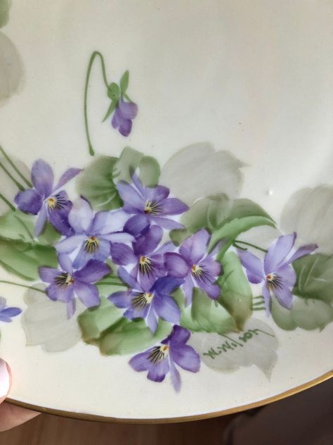 Violet Decor, Porcelain Tray, Antique Dishes, Unusual Flowers, Hand Painted Plates, China Painting, Porcelain Art, Moving Sale, Painted Porcelain