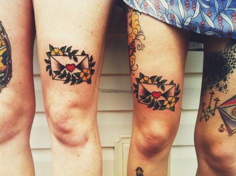 Cute matching envelope tattoos