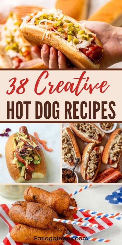 Creative Hot Dog Recipes for Backyard Grilling | Hot Dog Recipes | Backyard Grilling | Creative Hot Dog Recipes | Recipes for Backyard Grilling #CreativeHotDogs #HotDogRecipes #BackyardGrilling #Recipes #CreativeHotDogRecipes #HotDogRecipes Healthy Hotdogs Recipes, Hot Dog Biscuits, Hot Dog Seasoning, Hot Dog Combinations, Hot Dog Types, Chicago Style Hot Dog Recipe, Loaded Hotdogs Recipes, Special Hot Dogs, Best Hot Dog Toppings