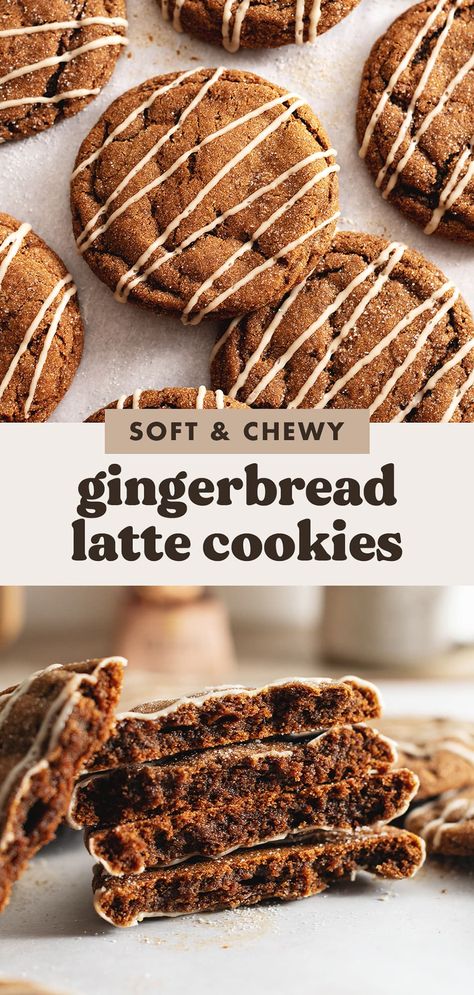 Gingerbread Latte Cookies, Granulated Sugar Icing, Icing For Gingerbread Cookies, Ginger Cookie Recipes, Chewy Gingerbread Cookies, Drop Cookie Recipes, Gingerbread Dough, Soft Gingerbread Cookies, Cookies Gingerbread