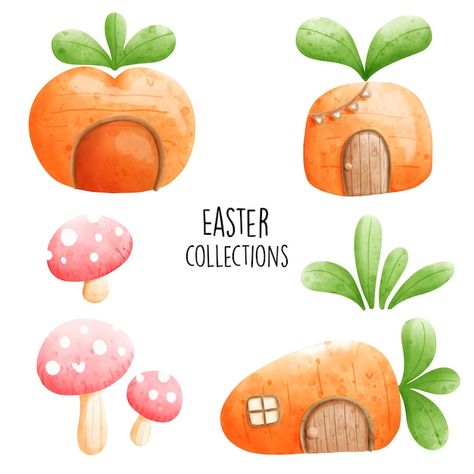 Easter Illustration Design, Easter Egg Drawing, Carrot Illustration, Happy Easter Art, Easter Journal, Easter Drawing, Easter Vector, Easter Watercolor, Easter Drawings