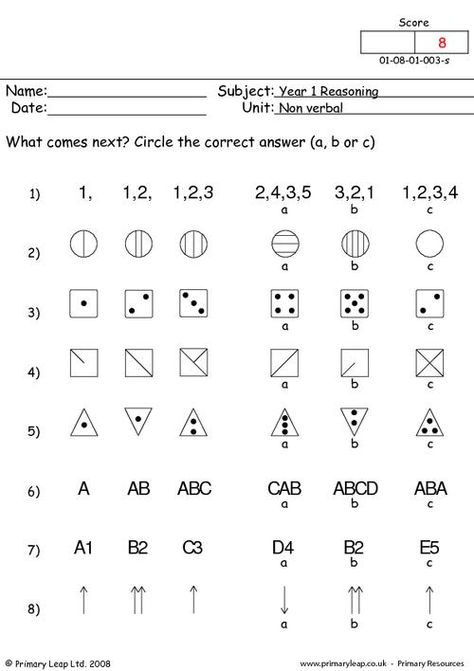 Abstract Reasoning Worksheet, Logical Reasoning Worksheets Grade 1, What Comes Next Pattern Worksheet, Pattern Worksheet For Grade 1, Non Verbal Reasoning, Abstract Reasoning, Reasoning Activities, Map Skills Worksheets, Verbal Reasoning