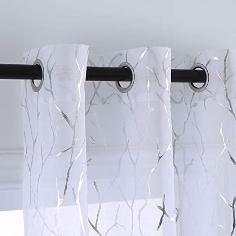 Long Window Curtains, Gray Sheer Curtains, Sheers Curtains Living Room, Tree Curtains, Window Curtains Bedroom, Voile Panels, White Sheer Curtains, Curtains For Bedroom, Voile Curtains