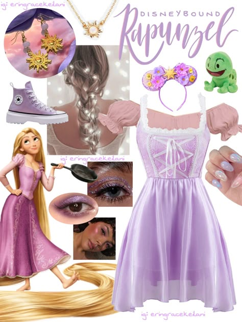 Rapunzel Inspired Outfit Casual, Rapunzel Outfit Ideas, Rapunzel Costume Women, Rapunzel Disneybound, Modern Princess Outfits, Rapunzel Outfit, Disney Princess Inspired Outfits, Disney Bound Outfits Casual, Carnaval Outfit