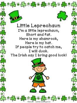 Leprechaun Poem Freebie~ St. Patrick's Day  http://www.teacherspayteachers.com/Product/Leprechaun-Poem-Freebie-St-Patricks-Day-216655 St Patricks Day Songs, March Lesson Plans, Sant Patrick, St Patricks Day Leprechaun, St Patricks Crafts, Songs For Toddlers, St Patricks Day Crafts For Kids, St Patrick Day Activities, March Activities