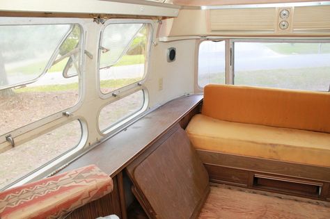 The original condition of the front of our 1975 Airstream Airstream Restoration, Vintage Airstream, Repurposed Furniture, The Original, The Originals, Furniture