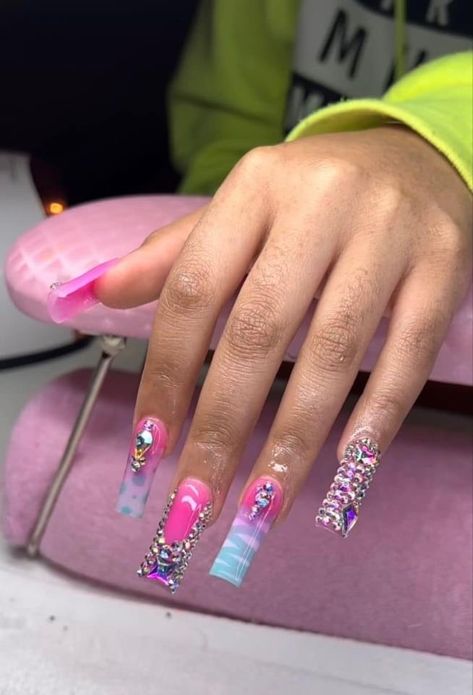 Long Junk Nails, Xxl Acrylic Nails, Fye Nails, Junk Nails, Purple Acrylic Nails, Duck Nails, Purple Acrylic, Money Makers, Colored Acrylic Nails