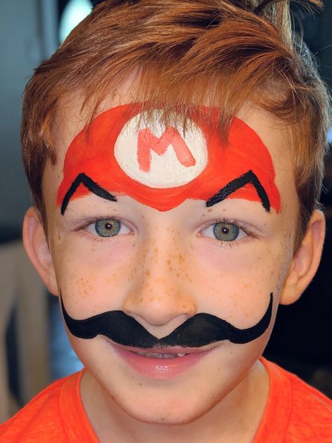 Mario face paint #mario #facepaint Face Paint Kids Halloween, East Face Paint Ideas, Face Painting For Boys Easy, Easy Boy Face Paint, Face Painting Ideas For Kids Boys, Halloween Face Paint Kids, Face Painting Boys, Boys Face Paint, Boy Face Paint