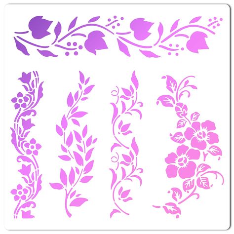 PRICES MAY VARY. ❤[Floral Drawing Stencil]: Hollow out stencils about 11.81 inch(300mm) long, 11.81 inch(300mm) wide. ❤[Large Painting Template]: 11.8x11.8" Drawing stencil is more convenient to use. Fine craftsmanship ensures smooth edges and round corners, not sharp, safe for your family. ❤[Washable and Reusable]: Flower vine drawing templates are made of quality plastic, flexible, durable and washable, just use soap and water to wash after use, can be applied repeatedly after washing, long us Flower Vine Drawing, Bag Cabinet, Abstract Mosaic Art, Drawing Plants, Vine Drawing, Hantverk Diy, Floor Furniture, Diy Drawing, Wall Hanging Designs