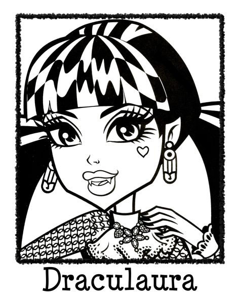 Draculaura Colouring Page (coloring page) Monster High Characters Coloring Pages, Draculaura Coloring Page, Monster High Coloring Pages Draculaura, Monster High Colouring Pages, Draculaura Tattoo Ideas, Y2k Coloring Pages Aesthetic, Draculaura Tattoo, Coloring Pages Monster High, Coloring Pages Y2k