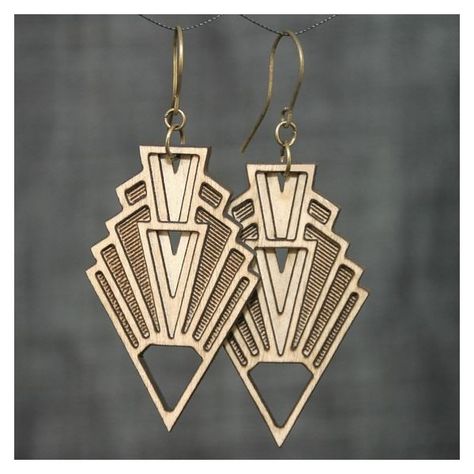 art deco earrings ❤ liked on Polyvore featuring jewelry, earrings, deco earrings, roaring 20s jewelry, 20s earrings, art deco jewelry and 20s jewelry Bijoux Art Deco, Geometric Arrow, Vision Art, Bijoux Art Nouveau, Laser Cut Wood Earrings, Art Deco Inspiration, Motif Art Deco, Deco Earrings, Art Deco Earrings