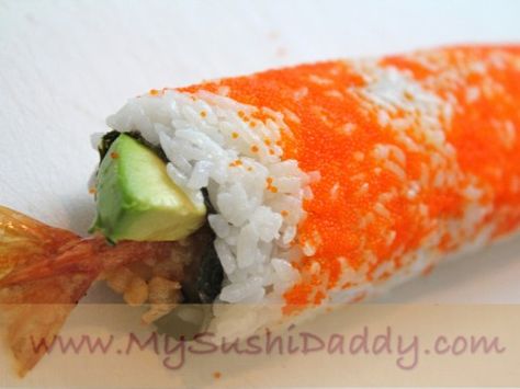 Mexican Sushi Roll Recipe, Mexican Roll Sushi, Shrimp Tempura Sushi, Mexican Sushi, Spicy Shrimp Tempura Sushi Rolls, Sushi Eel Roll, California Crunch Roll Sushi Recipe, Crunchy Shrimp, Shrimp Tempura Roll