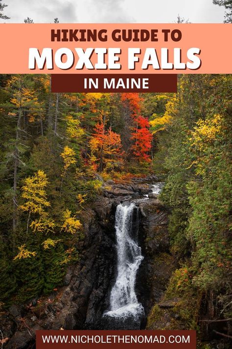 Moxie Falls is among the tallest waterfalls in Maine, standing over 90 feet tall, and is in Northern Maine near The Forks. It is my favorite waterfall in Maine. If you have not already, I highly recommend adding Moxie Falls to your Maine bucket list. And if you want to visit it, this guide is the perfect place to start planning. It has everything you need to know about hiking to Moxie Falls! Hiking In Maine, Maine Travel Guide, Maine Bucket List, Photography Hiking, Northern Maine, United States Photography, Let's Get Lost, Maine Travel, Travel United States