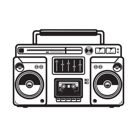 Boombox Drawing, White Background Design, Cassette Audio, Emoji Art, Desenho Tattoo, T Shirt Image, Vintage Radio, Logo Label, Band Posters