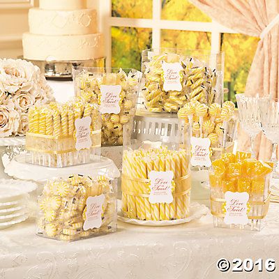 Love is Sweet Candy Buffet Idea Wedding Shower Candy Bar, Yellow Candy Buffet, Candy Bar Ideas, Popular Candy, Yellow Candy, Candy Station, Bright Pop, Candied Lemons, Sweet Paper