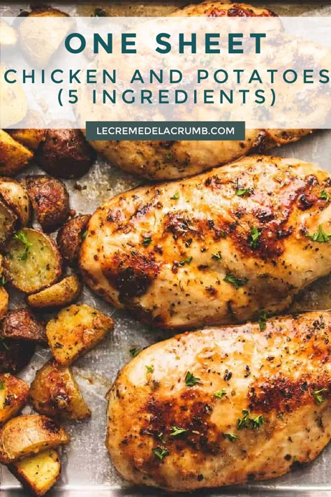 Sheet Pan Chicken And Potatoes, Recipes 5 Ingredients Or Less, Pan Chicken Breast, Chicken Sheet Pan Dinner, Chicken Sheet Pan, Sheet Pan Dinners Chicken, Sheet Pan Dinners Recipes, Chicken And Potatoes, Sheet Pan Chicken