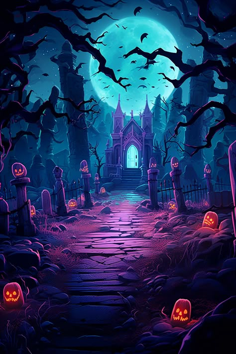 Halloween Party Backgrounds Wallpapers, Pretty Halloween Backgrounds, Cool Halloween Backgrounds, Halloween 4k Wallpaper, Halloween Tablet Wallpaper, Halloween Screen Savers Wallpapers, Halloween Fantasy Art, Blue Halloween Background, Spooky Halloween Wallpaper Iphone