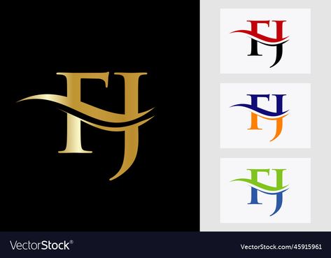 Fj Logo Design, Green And Black Background, Initial Monogram, Letter Logo Design, Template Download, Design Vector, Monogram Initials, Monogram Letters, Business Names