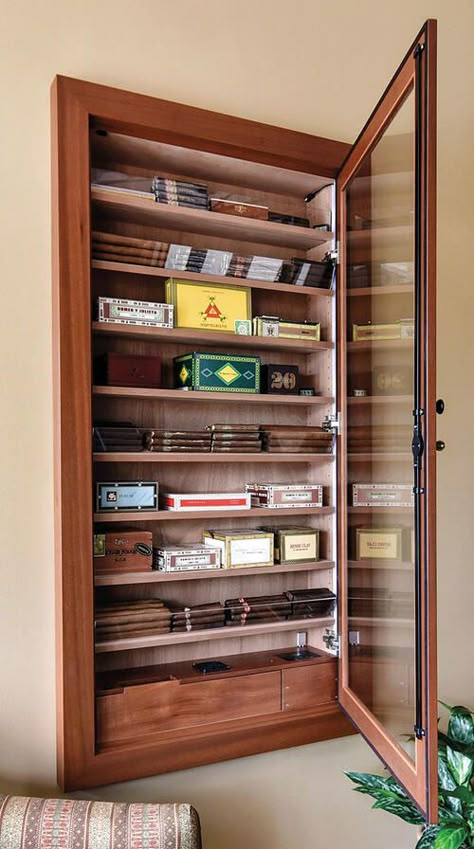 In Wall Humidor, Small Whiskey Room, Humidor Table, Wall Humidor, Humidor Room, Cabinet Humidor, Drinking Room, Zigarren Lounges, Humidor Cabinet