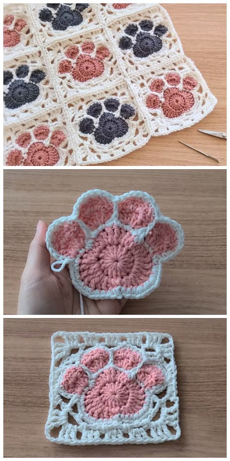 Paw Crochet, Beginners Cross Stitch, Zig Zag Crochet, Cross Stitch Free, Granny Square Crochet Patterns Free, Confection Au Crochet, Crochet Blanket Designs, Vintage Cross Stitch, Pola Amigurumi