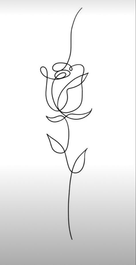 One Line Rose Tattoo, One Line Flower, Tatoo Rose, Black Line Tattoo, Fabric Painting On Clothes, Tattoo Design Book, Rose Tattoo Design, Line Flower, Aesthetic Tattoo