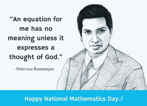 National Mathematics Day: Celebrating Srinivasa Ramanujan's birthday Remembering the legendary Mathematician #SrinivasaRamanujan on his birth anniversary, celebrated as #NationalMathematicsDay. Mathematics Day Quotes, Srinivasa Ramanujan Quotes, Ramanujan Quotes, Ramanujan Mathematics, National Maths Day, National Mathematics Day, Srinivasa Ramanujan, Mathematics Day, Notice Board Decoration