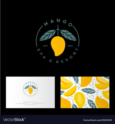 Organic Business Card, Food Logo Aesthetic, Mango Logo Design, Spa Identity, Mango Tree Cafe, Mango Packaging, Travel Business Card, Fruit Logo Design Ideas, Mango Logo