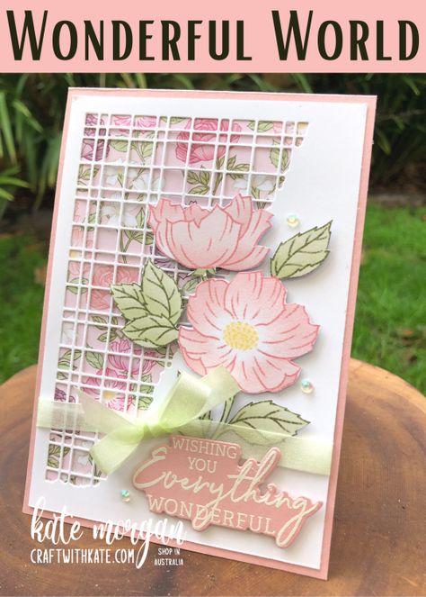 Graceful Garden Stampin Up Cards, Stampin Up Wonderful World Cards, Wonderful World Dsp, Split Cards, Kate Morgan, Card Dies, Bride Card, Card Stamping, Homemade Birthday Cards